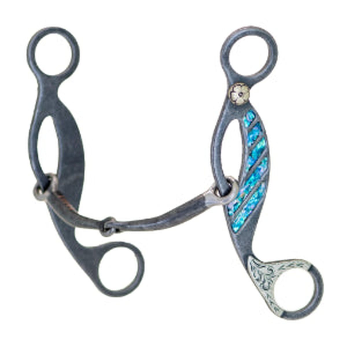 Turquoise stone smooth snaffle gag bit, sweet iron western bit with turquoise inserted shanks