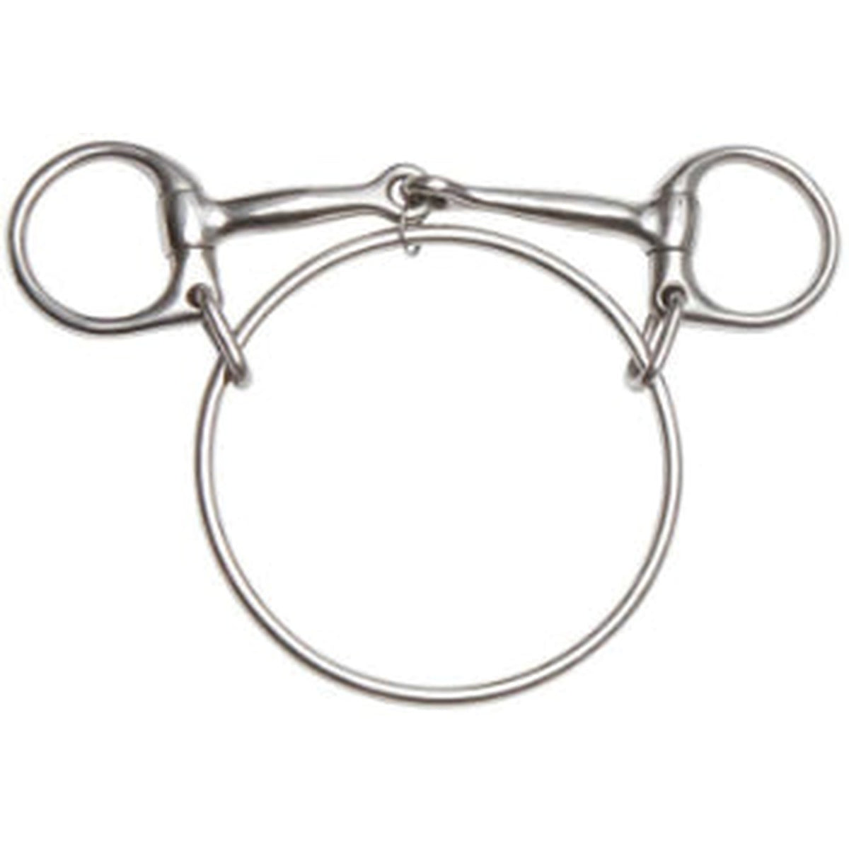 Large jointed Dexter bit in stainless steel with large jaw ring for racing horses that lug