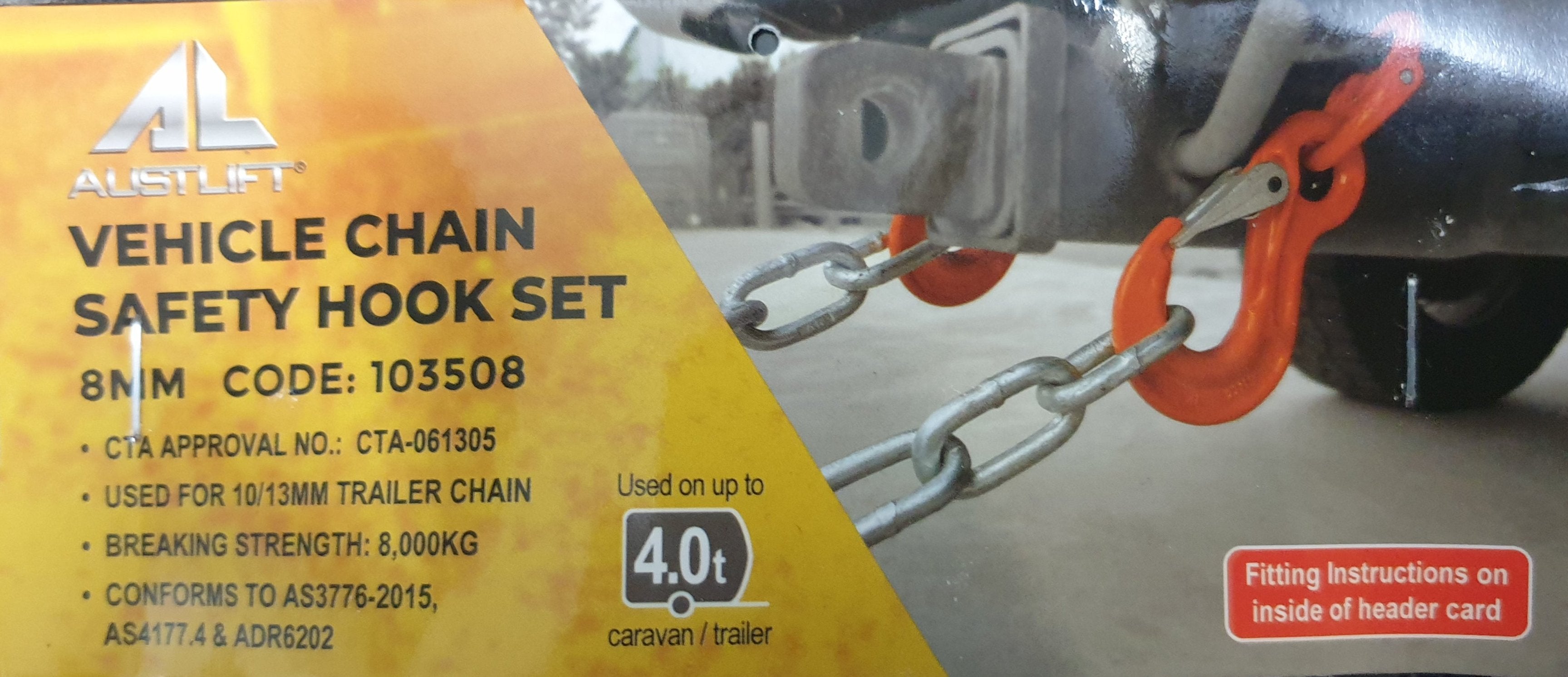 Vehicle Chain Safety Hook Set G-80, 8mm 4.0t