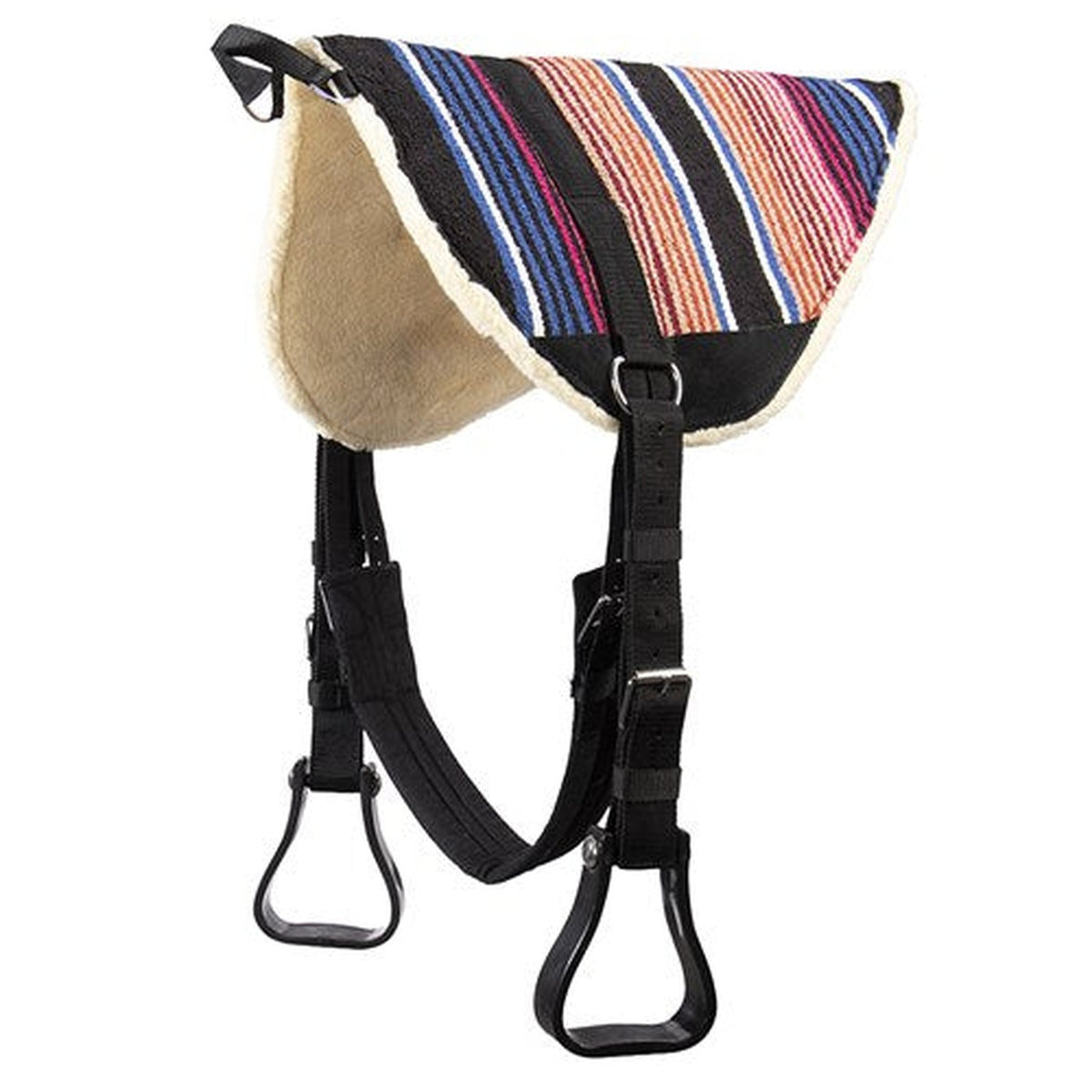 Fort Worth Navajo Bareback Pad with mounts, Navajo pattern bareback riding pad for a close feel