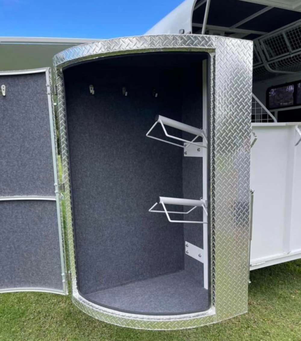 White Saddle Rack for Horse Float Tack Box